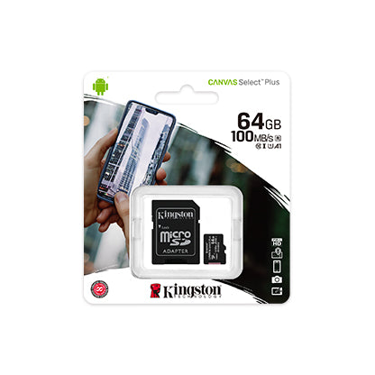 Memoria Micro SD 64GB Kingston Canvas Select 100mb/s Clase 10