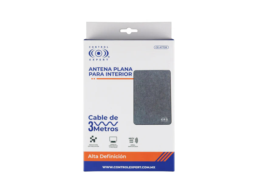 Antena Plana para interior Cable 3 Metros HDTV UHF VHF Control Expert